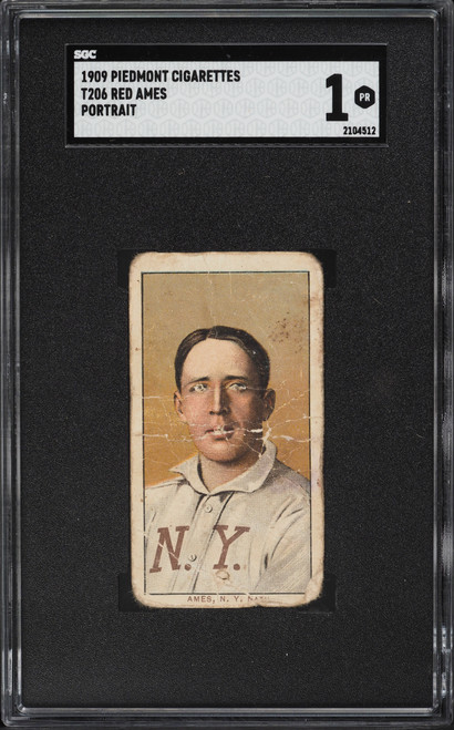 1909-11 T206 Red Ames PORTRAIT SGC 1 PR
