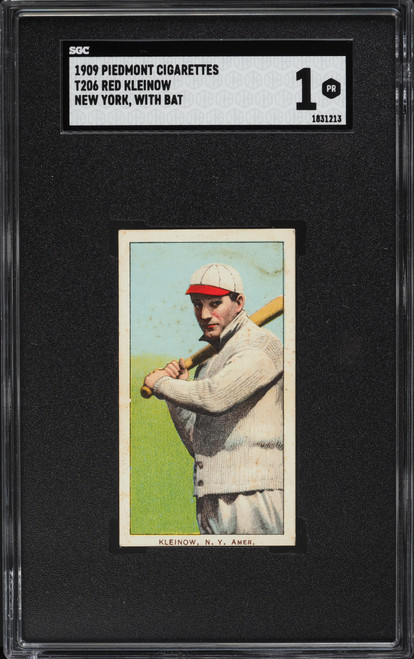 1909-11 T206 Piedmont Red Kleinow NEW YORK, WITH BAT SGC 1 PR-Centered
