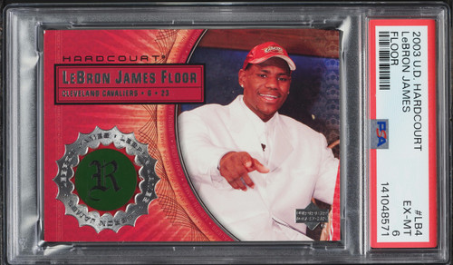 2003 Upper Deck Hardcourt Floor LeBron James ROOKIE PATCH #LB4 PSA 6 EXMT