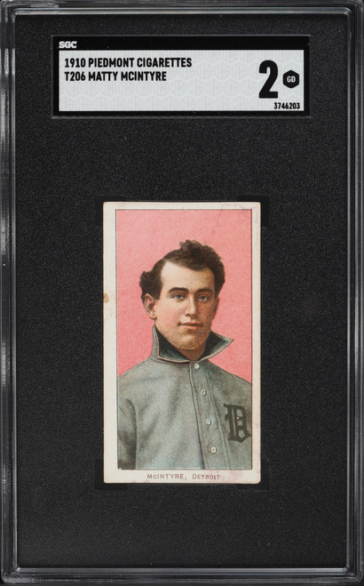 1909-11 T206 Matty McIntyre DETROIT SGC 2 GD