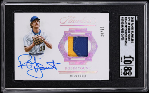 2025 Panini Flawless Prime Horizontal Robin Yount PATCH AUTO /25 #PPH-RY SGC 8 NM-MT