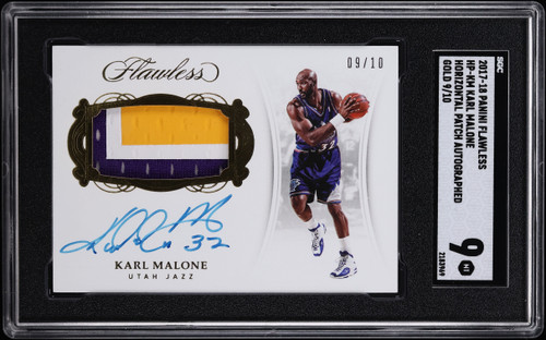 2017 Panini Flawless Horizontal Gold Karl Malone PATCH AUTO /10 #HP-KM SGC 9 MINT
