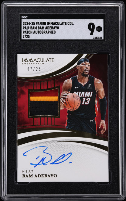 2024 Panini Immaculate Collection Bam Adebayo PATCH AUTO /25#PAU-BAM SGC 9 MINT