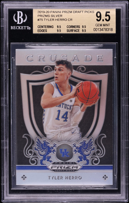 2019 Panini Prizm Draft Picks Silver Tyler Herro ROOKIE #75 BGS 9.5 GEM MINT