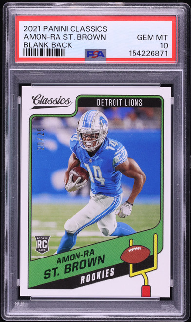2021 Panini Classics Blank Back Amon-Ra St. Brown ROOKIE /25 PSA 10 GEM MINT