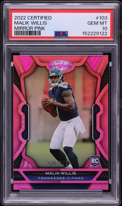 2022 Panini Certified Mirror Pink Malik Willis ROOKIE /199 #103 PSA 10 GEM MINT