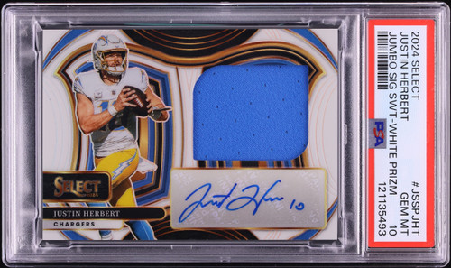 2024 Select Jumbo Swatch White Prizm Justin Herbert PATCH AUTO /75 #JSSPJHT PSA 10 GEM MINT