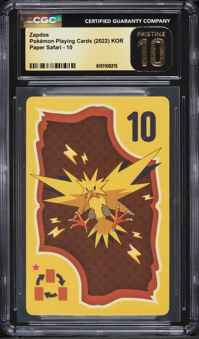 2022 Pokemon Korean Playing Cards Paper Safari Zapdos #10 CGC 10 PRISTINE
