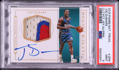 2015 National Treasures Clutch Factor Jersey Prime Joe Dumars PATCH AUTO /25 #JDM PSA 9 MINT