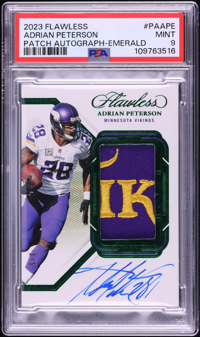 2023 Panini Flawless Emerald Adrian Peterson PATCH AUTO /5 #PA-APE PSA 9 MINT