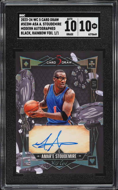 2023 Wild Card 5 Draw Modern Black, Rainbow Foil Amar'e Stoudemire AUTO 1/1 #5CDM-ASA SGC 10