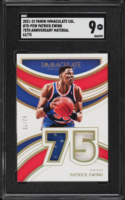 2021 Immaculate Collection 75th Anniversary Patrick Ewing PATCH /75 #75-PEW SGC 9 MINT