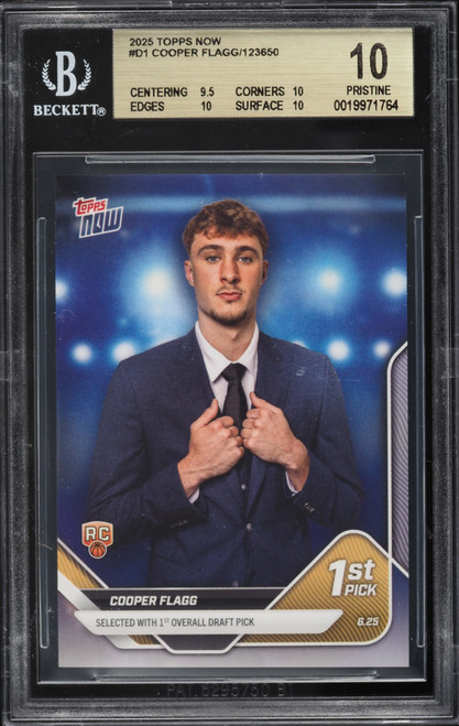 2025 Topps Now Cooper Flagg ROOKIE #D1 BGS 10 PRISTINE (9.5/10/10/10) front