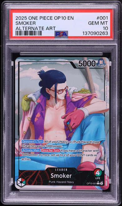 2025 One Piece Royal Blood Alt Art Leader Smoker #OP10-001 PSA 10 GEM MINT