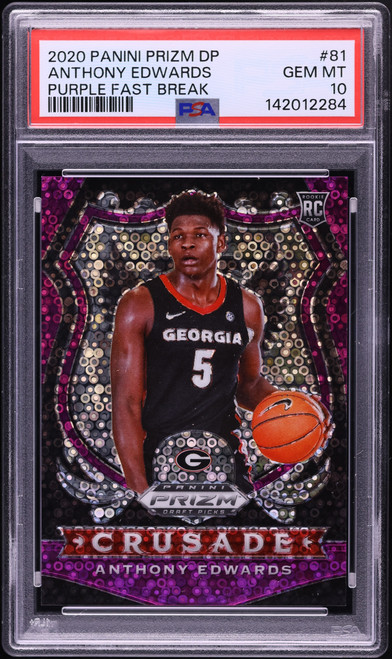 2020 Panini Prizm Draft Picks Purple Fast Break Anthony Edwards ROOKIE /49 #81 PSA 10 GEM MINT