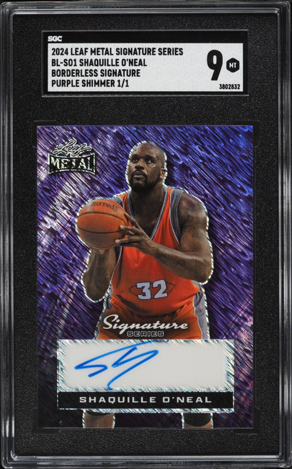 2024 Leaf Metal Series Borderless Purple Shimmer Shaquille O'Neal AUTO 1/1 #BL-SO1 SGC 9 MINT