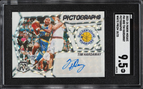 2023 Panini Mosaic Pictographs White Prizm Tim Hardaway AUTO /25 #PM-HRD SGC 9.5 MINT+