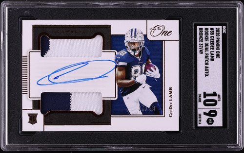 2020 Panini One Dual Bronze Ceedee Lamb ROOKIE PATCH AUTO /49 #35 SGC 9 MINT