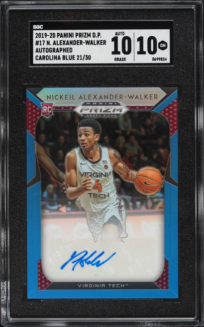 2019 Panini Prizm Draft Picks Carolina Blue Nickeil Alexander-Walker ROOKIE AUTO /30 #17 SGC 10