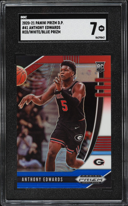 2020 Panini Prizm Draft Red White Blue Anthony Edwards ROOKIE #41 SGC 7 NRMT