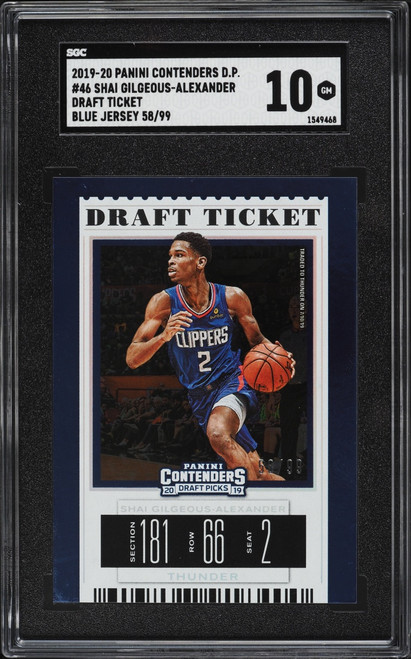 2019 Panini Contenders Draft Picks Ticket Blue Jersey Shai Gilgeous-Alexander /99 #46 SGC 10