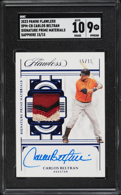 2023 Panini Flawless Prime Sapphire Carlos Beltran PATCH AUTO 15/15 #SPM-CB SGC 9 MINT