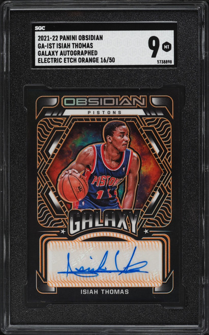 2021 Panini Obsidian Galaxy Electric Etch Orange Isiah Thomas AUTO /50 #GA-IST SGC 9 MINT