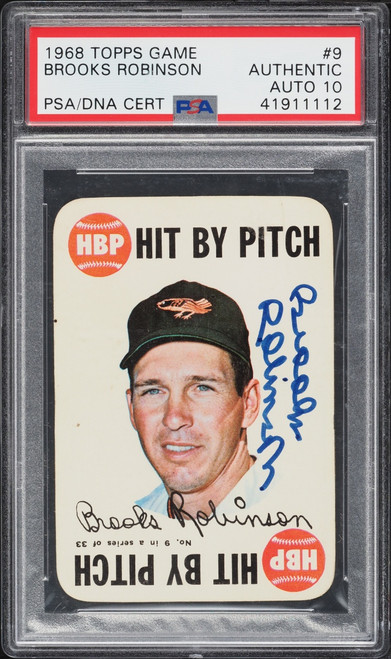 1968 Topps Game Brooks Robinson DNA 10 Auto #9 PSA AUTH