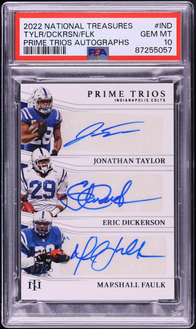2022 National Treasures Prime Taylor Dickerson Faulk AUTO /25 #PTR-IND PSA 10 GEM MINT
