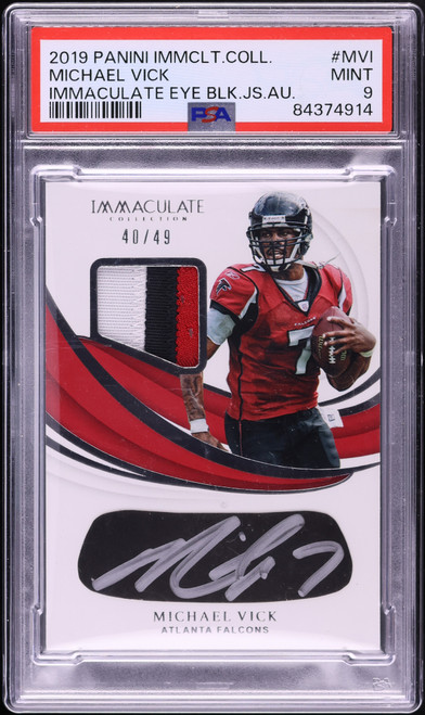 2019 Immaculate Collection Eye Black Jersey Michael Vick PATCH AUTO /49 #MVI PSA 9 MINT