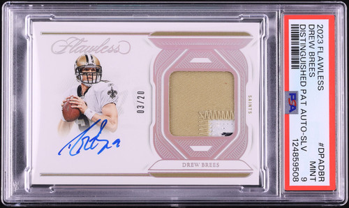 2023 Panini Flawless Distinguished Silver Drew Brees PATCH AUTO /20 #DPA-DBR PSA 9 MINT