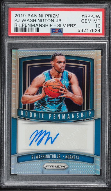 2019 Panini Prizm Penmanship Silver PJ Washington Jr. ROOKIE AUTO #RPPJW PSA 10 GEM MINT