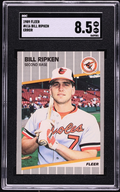 1989 Fleer Bill Ripken ROOKIE, FF ERROR #616 SGC 8.5 NM-MT+