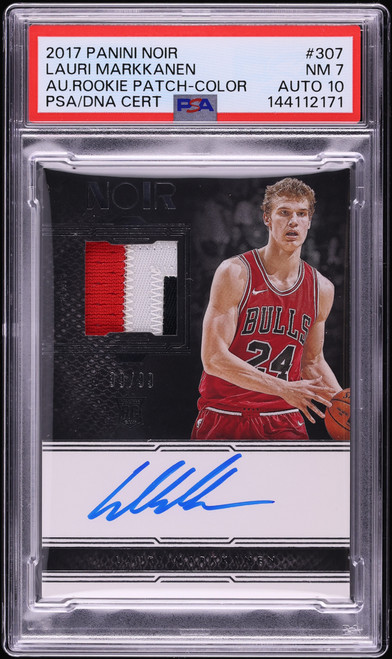 2017 Panini Noir Color Lauri Markkanen ROOKIE PATCH AUTO DNA 10 99/99 #307 PSA 7 NRMT