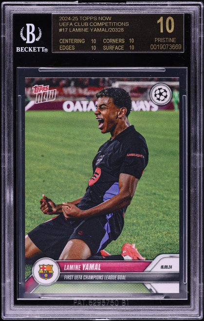 2024 Topps Now UEFA Lamine Yamal ROOKIE #17 BGS 10 PRISTINE