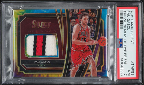 2019 Select Throwback Memorabilia Tie-Dye Prizm Pau Gasol PATCH /25 #TMPGS PSA 7 NRMT