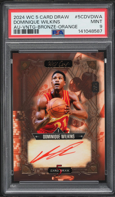 2024 Wild Card 5 Card Draw Vintage Bronze Orange Dominique Wilkins AUTO /5 #5CDVDWA PSA 9 MINT