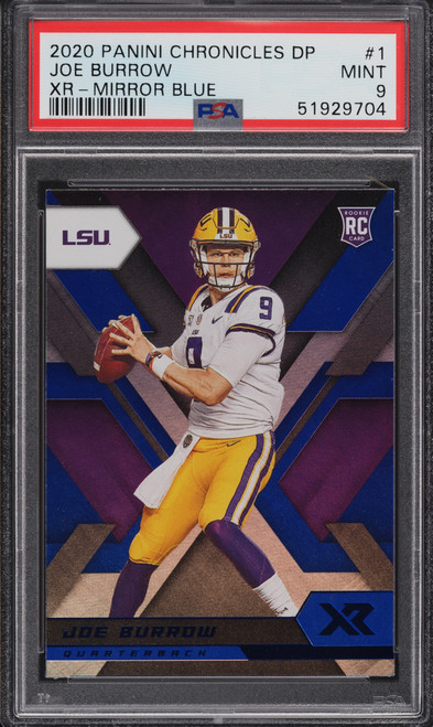 2020 Panini Chronicles Draft XR Mirror Blue Joe Burrow ROOKIE #1 PSA 9 MINT