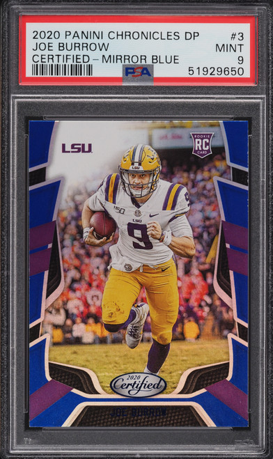 2020 Panini Chronicles Draft Picks Certified Blue Joe Burrow ROOKIE #3 PSA 9