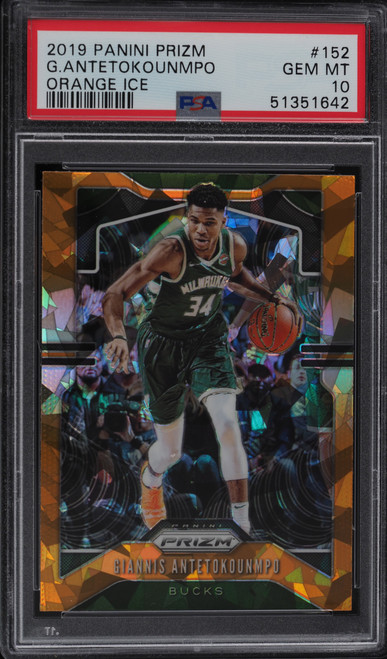 2019 Panini Prizm Orange Ice Giannis Antetokounmpo #152 PSA 10 GEM MINT