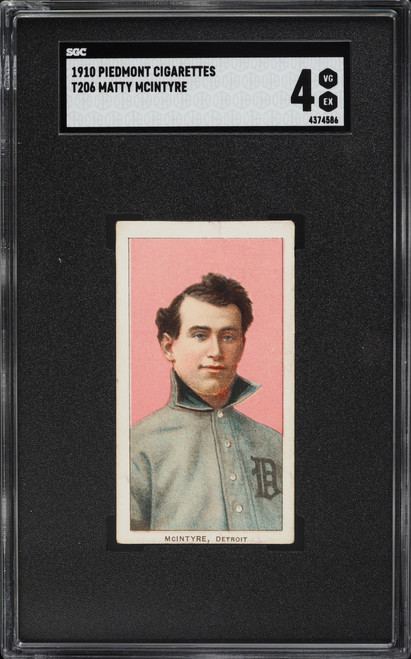 1909-11 T206 Matty McIntyre DETROIT SGC 4 VGEX