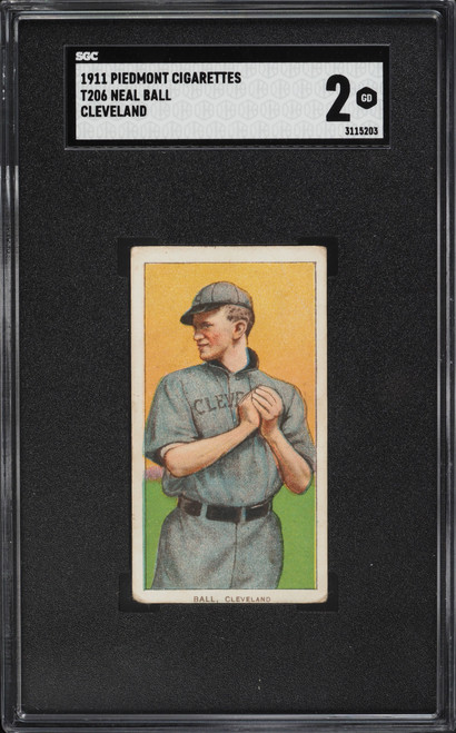 1909-11 T206 Neal Ball CLEVELAND SGC 2 GD