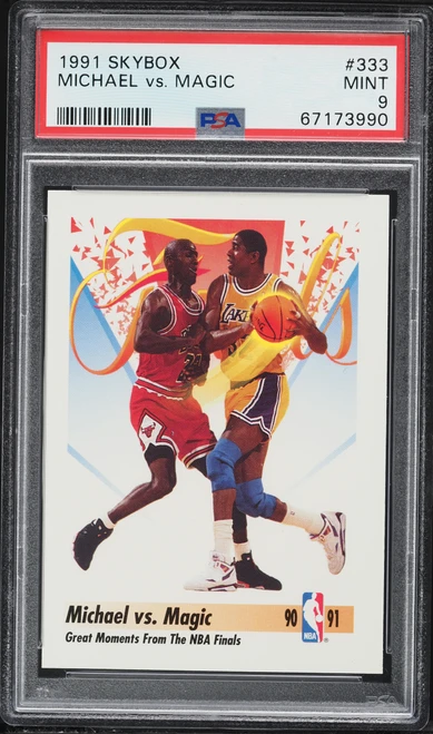 1991 Skybox Basketball Michael Jordan Vs Magic Johnson #333 PSA 9 MINT