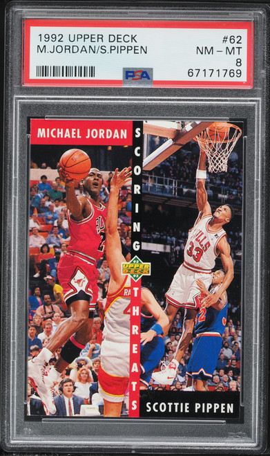 1992 Upper Deck Basketball Michael Jordan & Scottie Pippen #62 PSA 8 NM-MT