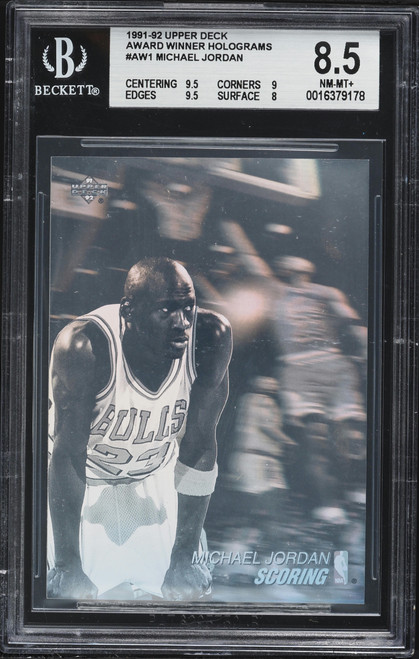 1991 Upper Deck Award Winner Holograms Michael Jordan #AW1 BGS 8.5 NM-MT+ (9.5/9/9.5/8) front