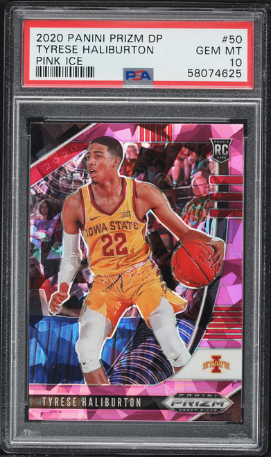 2020 Panini Prizm Draft Picks Pink Ice Tyrese Haliburton ROOKIE #50 PSA 10 GEM MINT