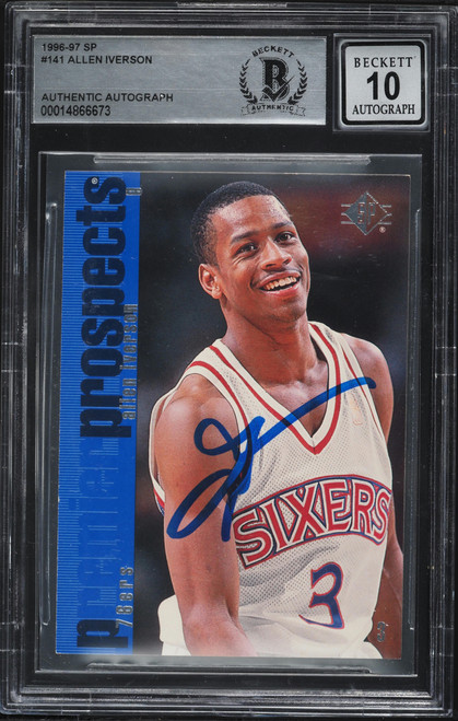 1996 SP Basketball Allen Iverson ROOKIE AUTO #141 BGS AUTH