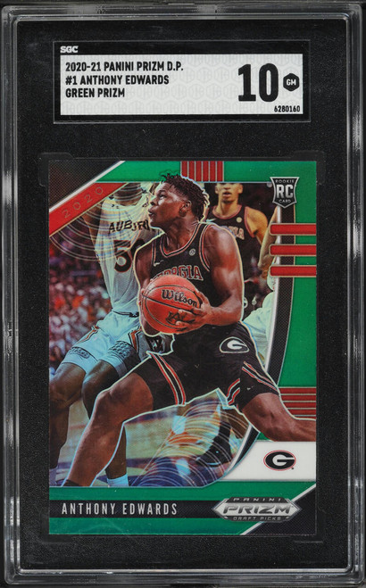 2020 Panini Prizm Draft Picks Green Anthony Edwards ROOKIE #1 SGC 10 GEM MINT