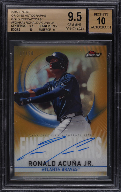 2019 Finest Origins Gold Refractor Ronald Acuna Jr. AUTO /50 BGS 9.5 GEM MINT
