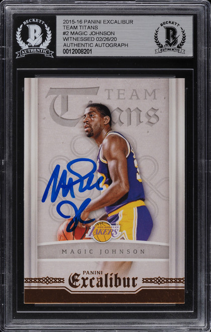 2015 Panini Excalibur Team Titans Magic Johnson AUTO #2 BGS AUTH
